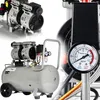 A collage of images showing different views of an air compressor, including a close-up of the pressure gauge. Anteprima dell’immagine prodotto