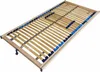 A wooden bed frame slatted base with blue and black plastic holders for the slats. Produktbild-Vorschau