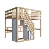 A wooden loft bed with stairs and storage compartments, shown against a white background. Náhled obrázku produktu