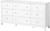 A white dresser with nine drawers and gold knobs, shown from a slightly angled front view. Voir les images du produit