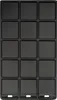 A top-down view of a black cast iron grill plate with multiple square compartments. Podgląd zdjęcia produktu