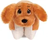 A plush toy dog with sad eyes and striped legs, presented against a white background. Náhľad obrázku produktu