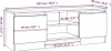 A line drawing of a TV stand with dimensions indicated. Náhľad obrázku produktu