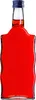A clear, front-facing studio shot of a red liquid-filled glass bottle with a blue screw-on cap, isolated on a white background. Produktbild-Vorschau