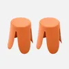 sweeek - 2er-Set stapelbare Hocker mit Kunstleder - Orange Produktbild-Vorschau 1