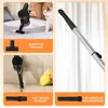 Collage of images showing a vacuum cleaner and its attachments, with a cat and a person in the background. Produktbild-Vorschau