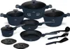 A set of navy blue cookware and kitchen utensils arranged on a white background. Anteprima dell’immagine prodotto