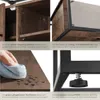 A collage of four close-up images showcasing details of a wooden and metal sideboard. Náhled obrázku produktu