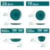 A diagram showing the dimensions and capacities of plates and bowls. Produktbild-Vorschau