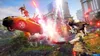 A chaotic scene with goats, a flying car, explosions, and fireworks. Náhled obrázku produktu