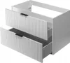 A white bathroom cabinet with two drawers, one partially open, against a white background. Produktbild-Vorschau