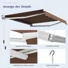 Collage of images showing details of an awning, including its structure, joints, and accessories. Produktbild-Vorschau