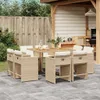 The Living Store 9-tlg. Garten-Essgruppe mit Kissen Beige Produktbild-Vorschau 2