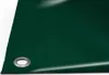A close-up, angled view of a dark green tarp with a metal grommet visible in the lower left corner. Produktbild-Vorschau