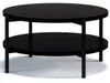 A black, round, two-tiered coffee table on a white background. Produktbild-Vorschau