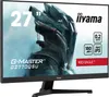 A marketing image for an Iiyama G-MASTER gaming monitor, featuring a stylized robotic character and key specifications. Produktbild-Vorschau