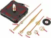 A clock movement mechanism and its accessories are laid out on a white background, with dimensions indicated by red lines and text. Produktbild-Vorschau