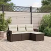 vidaXL 4-tlg. Garten-Sofagarnitur mit Kissen Braun Poly Produktbild-Vorschau 2