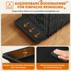 Close-up of a dog cage tray with arrows indicating it slides out for cleaning, and inset images showing the tray depth and a hand wiping the surface. Podgląd zdjęcia produktu