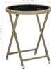 Beistelltisch Beige 60 cm Poly Rattan und Hartglas , Produktbild-Vorschau 6