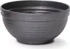 A dark gray, ribbed planter pot is shown against a white background. Produktbild-Vorschau