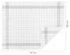 A white checkered tea towel is shown with dimensions indicated. Anteprima dell’immagine prodotto
