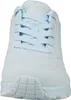A close-up front view of a light blue Skechers sneaker. Produktbild-Vorschau