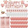 Rosenquarz- und weißes Happy Birthday Party-Dekorationsset mit Folienballons, Konfetti-Luftballons und Fransenvorhängen Náhled obrázku produktu