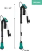 Two sizes of a green and black submersible pump are shown against a white background, with dimensions indicated. Produktbild-Vorschau