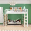 Hochbett, 140x200 cm, Metallbett mit Lattenrost, Regal, Produktbild-Vorschau 2
