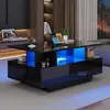 OKWISH Table Basse Moderne avec LED et 2 Tiroirs, Panneau Voir les images du produit 9