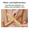 A close-up view of a person assembling a wooden plant stand, showing the mortise and tenon joint. Produktbild-Vorschau