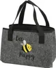 Filztasche grau Bee Happy Tragetasche faltbar Biene Produktbild-Vorschau 1