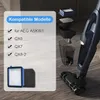 A close-up view of vacuum cleaner accessories and a partial view of a vacuum cleaner, with a list of compatible models. Produktbild-Vorschau