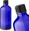 5x Blaue Glasflasche 100 ml mit schwarzem Produktbild-Vorschau 2