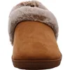 A close-up, front-facing view of a brown slipper with a faux fur trim. Produktbild-Vorschau