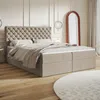 MOTIVENA Nero Chesterfield Boxspringbett 160x200 Beige Samt Produktbild-Vorschau 1