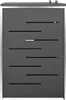 A front view of a dark gray trash can enclosure with silver trim and horizontal cutouts. Náhled obrázku produktu