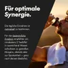 A man drinking from a bottle with a towel around his neck, with text overlayed on the left side. Produktbild-Vorschau