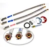 A set of three flexible water hoses and associated plumbing parts, laid out on a white background. Produktbild-Vorschau