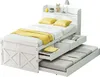 A white wooden bed with yellow bedding and a pull-out trundle bed. Podgląd zdjęcia produktu