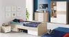 A bedroom scene with a bed, nightstand, and wardrobe. Produktbild-Vorschau