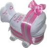 Windeltorte Kinderwagen + 3 tlg. Babyset rosa Produktbild-Vorschau 3