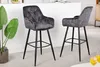 Design Barhocker MILANO grau Samt Barstuhl mit Chesterfield Produktbild-Vorschau 2