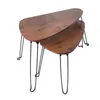 Satztisch 2er Set,Kleiner Oval Couchtisch Stapelbar Produktbild-Vorschau 3