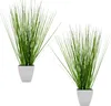 3.08 Künstliches Gras 2er Set im weißen Topf (viereckig) - Produktbild-Vorschau 1