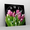 Wanduhr - Quadrat - Glasuhr - Tulpen Blumenstrauß Tau Produktbild-Vorschau 4