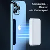 A blue smartphone is shown next to a white rectangular object, with blue light streaks emanating from the phone. Produktbild-Vorschau