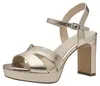 Tamaris Damen Sandalette Gold Silber Metallic Optik Karree Produktbild-Vorschau 2