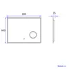 Technical drawing of a rectangular mirror with dimensions and a side profile. Anteprima dell’immagine prodotto